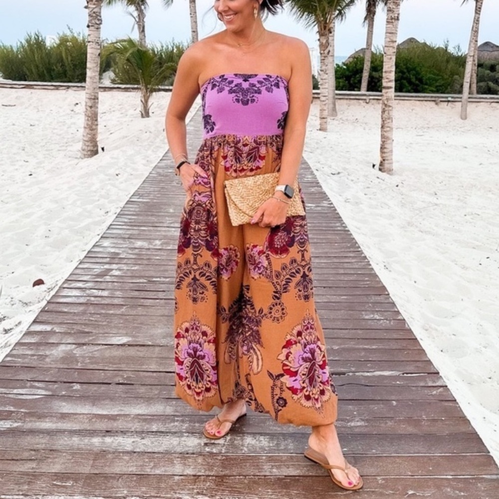 Free People Indio Sun Jumpsuit in Golden Combo - Picture 6 of 16